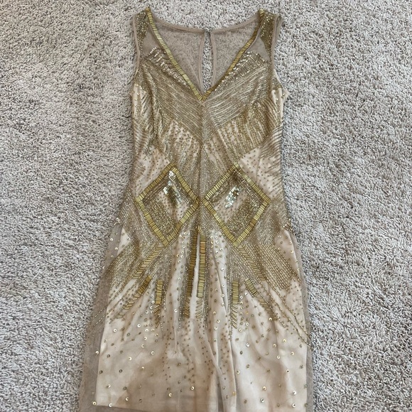 Aidan Mattox | Dresses | Flapper Style Gold Sequin Dress | Poshmark